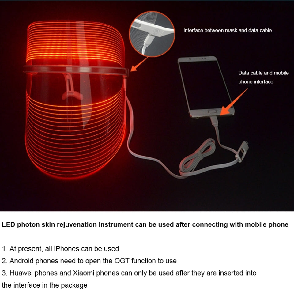 NEW DESIGN now use w/ Android or IPhone LED Facial Mask Therapy 3 colors Light Skin Care Rejuvenation, Whitening, Wrinkle, Acne Removal Naturalistics